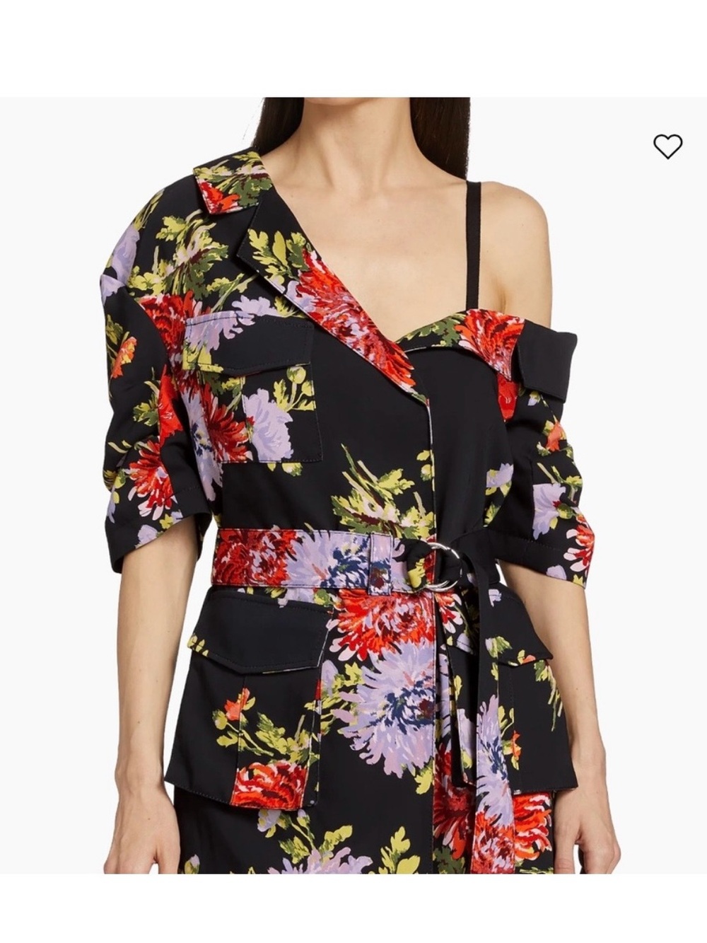 Cinq à Sept Katie Floral Wrap Off the Shoulder Chrysanthemum Jacket Blazer